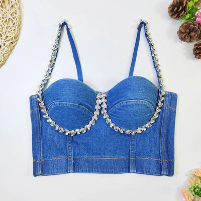 Twinkle Stoned Denim  Corset