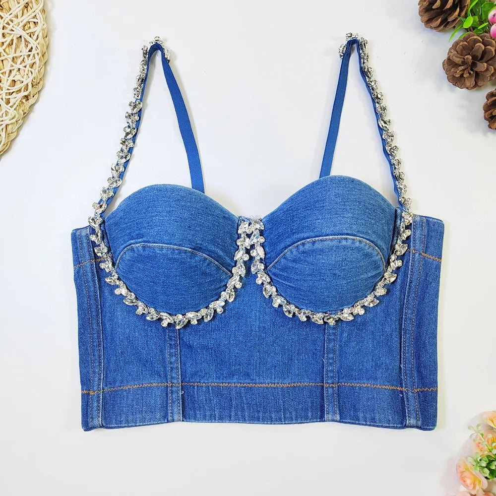 Twinkle Stoned Denim  Corset