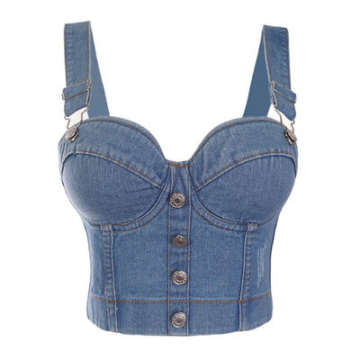 coloured Rhinestone and pearl  Denim corset