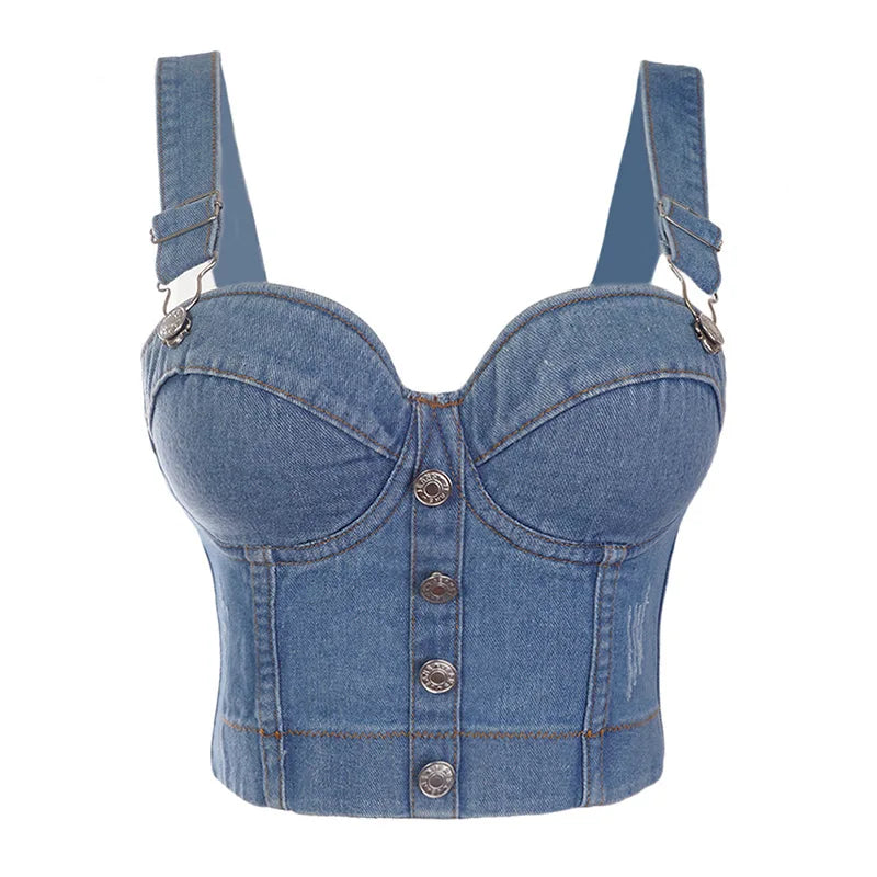 coloured Rhinestone and pearl  Denim corset